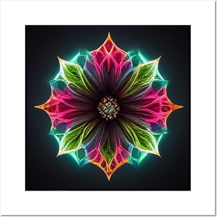 neon mandala Posters and Art